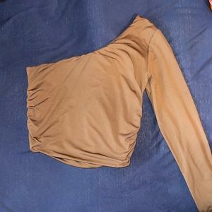Brown One shoulder long sleeve